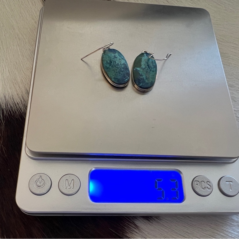 ❤️ Shattuckite Natural Gemstone Navajo Southwestern 925 Dangle Earrings 1.53”L - Picture 8 of 12